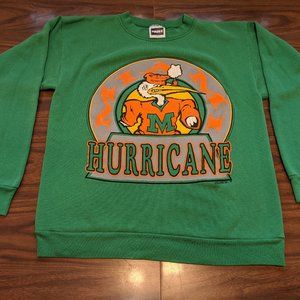 90's FL MIAMI HURRICANES Green Sweatshirt LARGE